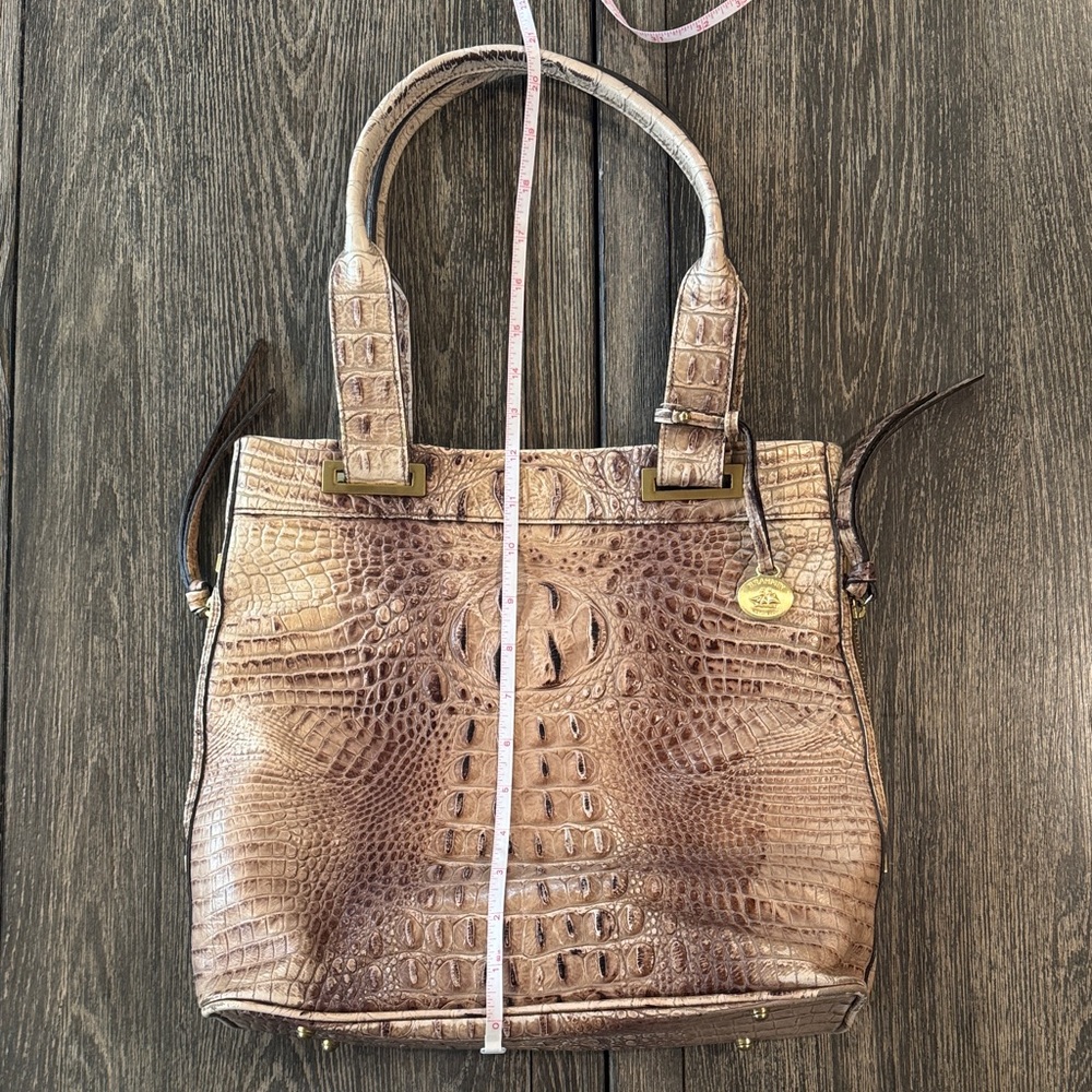 Brahmin Elegant Crocodile-Embossed Brown Tote Bag